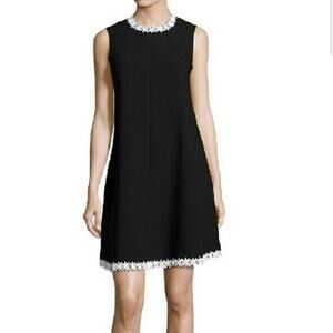 Nanette Lepore Black Floral Appliqué Sleeveless Dress Size 6